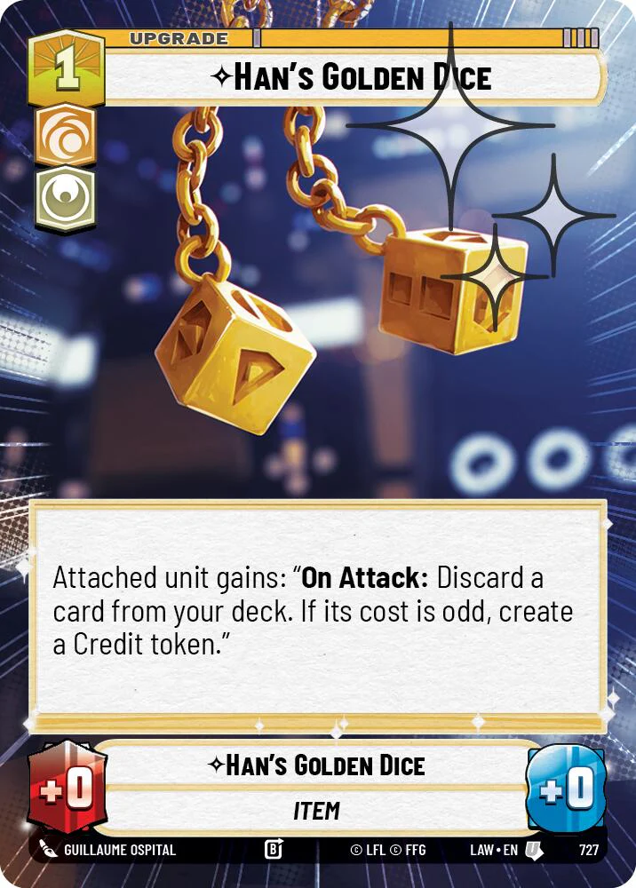 Han's Golden Dice (489) (Hyperspace Foil) (489) [A Lawless Time]